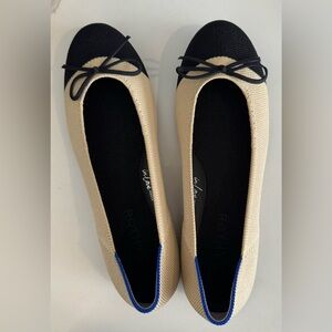 NEW Rothy's The Ballet Flat cream cap toe slip on recycled office washable 7.5